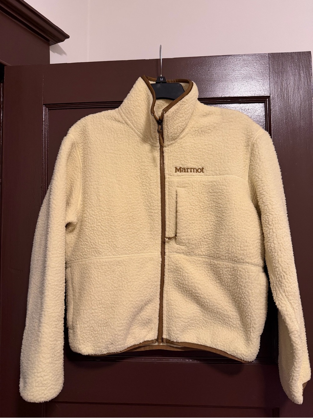 Marmot Kids Cream Sherpa Jacket with Brown Trim